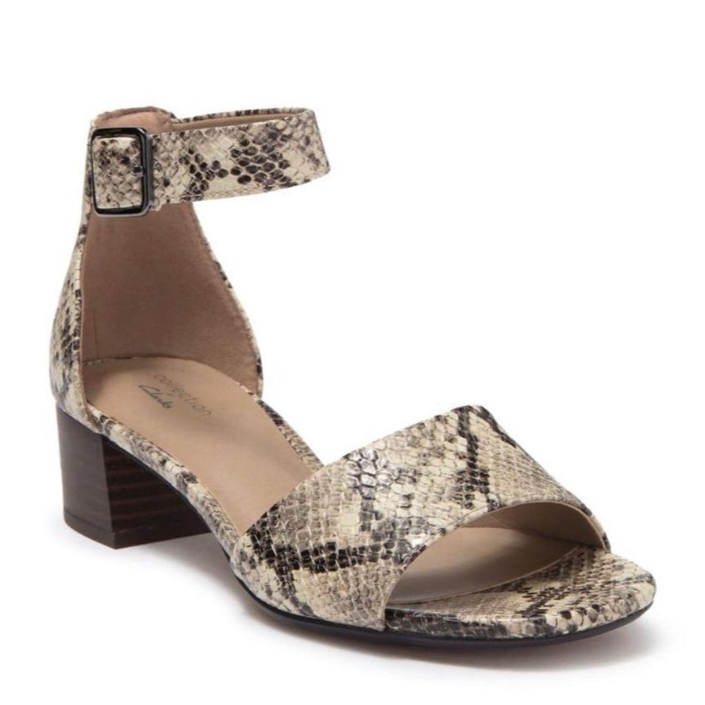 (Sold) NEW Clarks Elisa Dedra Snake Embossed Sanda - Picture 1 of 8